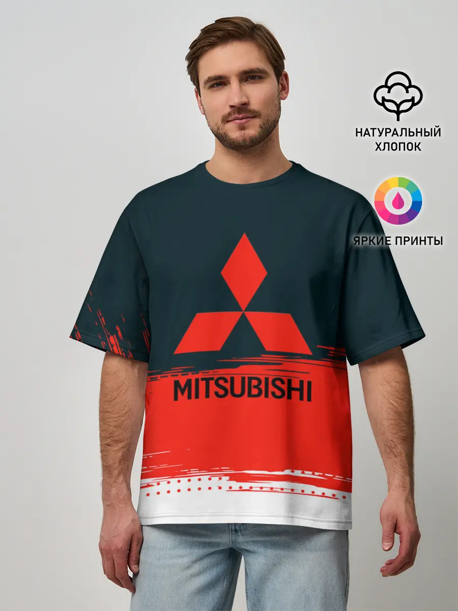 Мужская футболка оверсайз / MITSUBISHI | МИТСУБИШИ