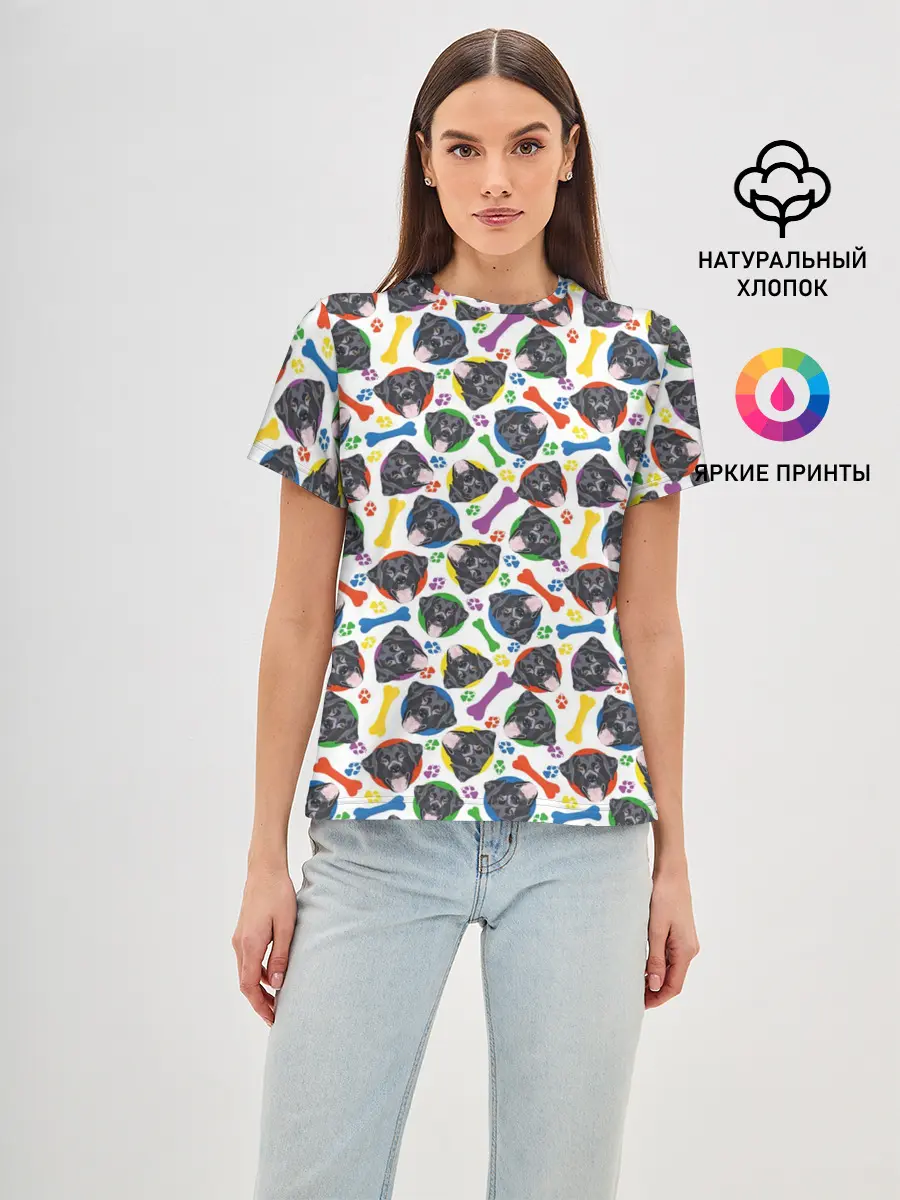 Женская базовая футболка / Чёрный Лабрадор