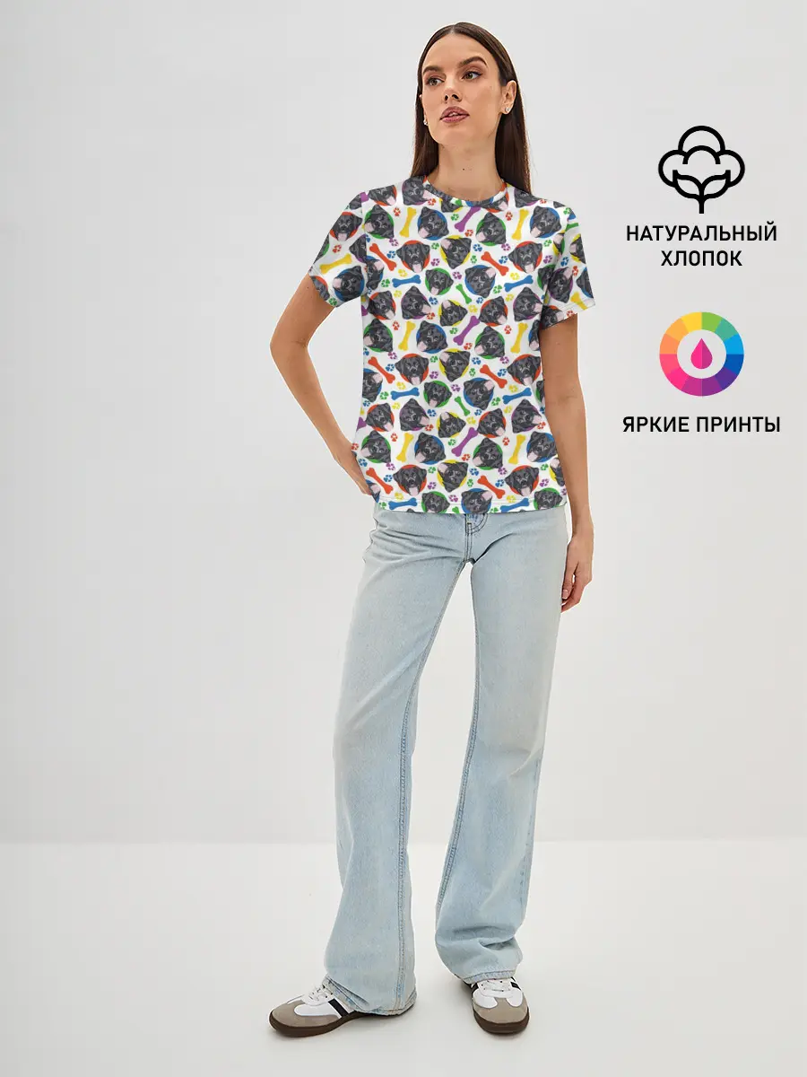 Женская базовая футболка / Чёрный Лабрадор