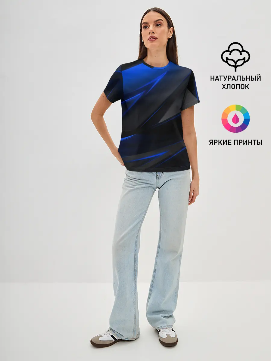 Женская базовая футболка / Blue and Black