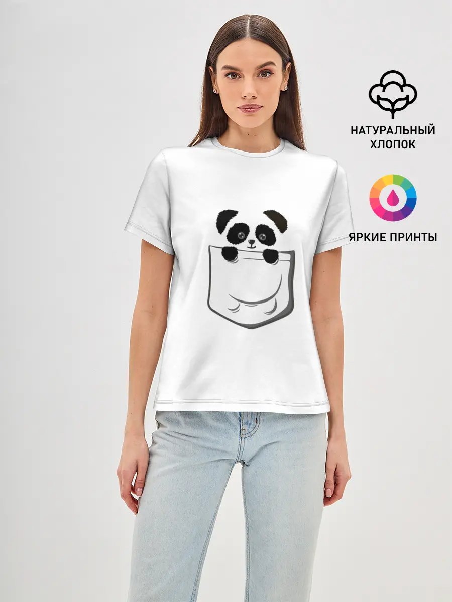 Женская базовая футболка / Панда В Кармане