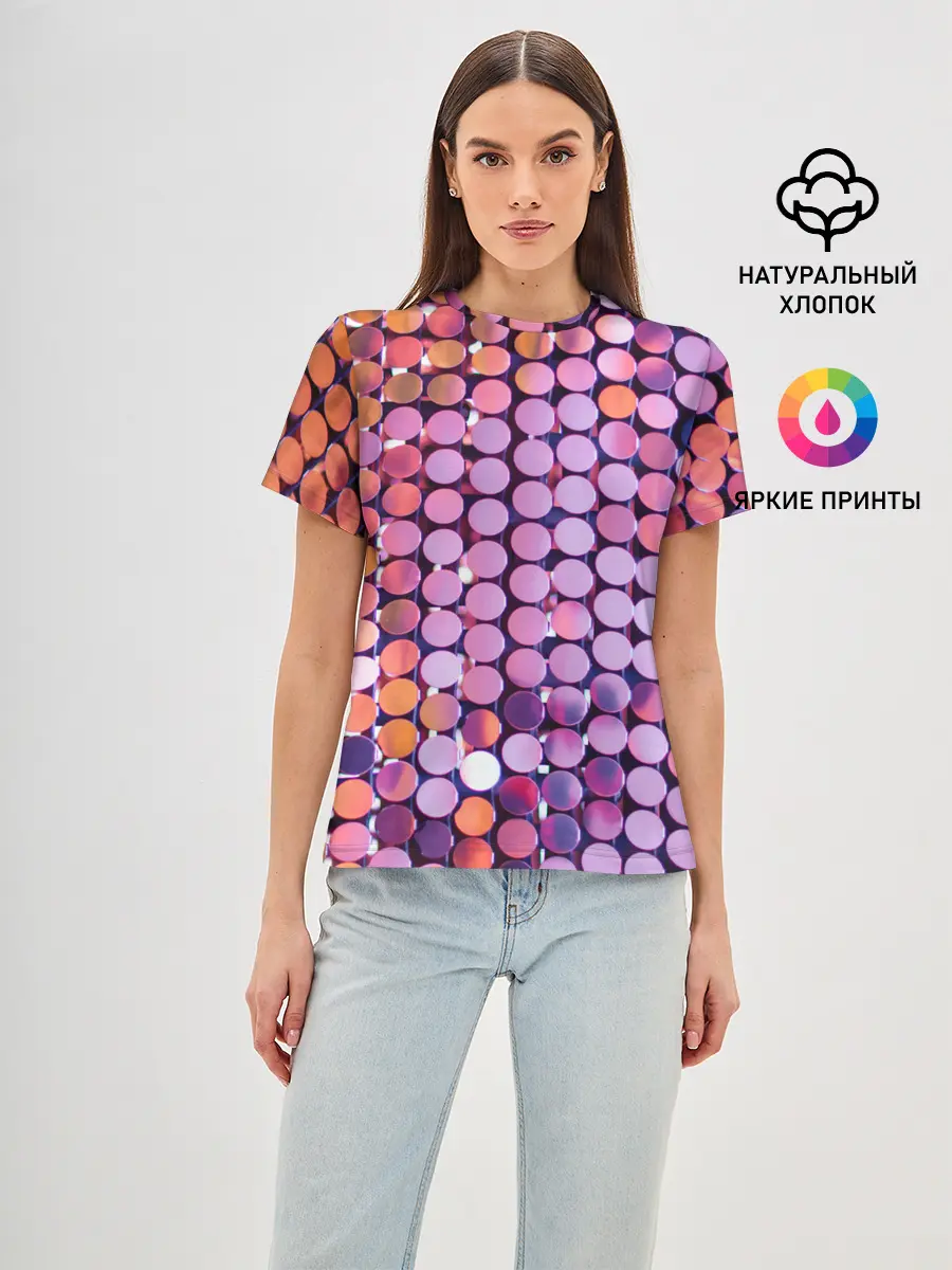 Женская базовая футболка / Вечеринка точки глянцевый узор