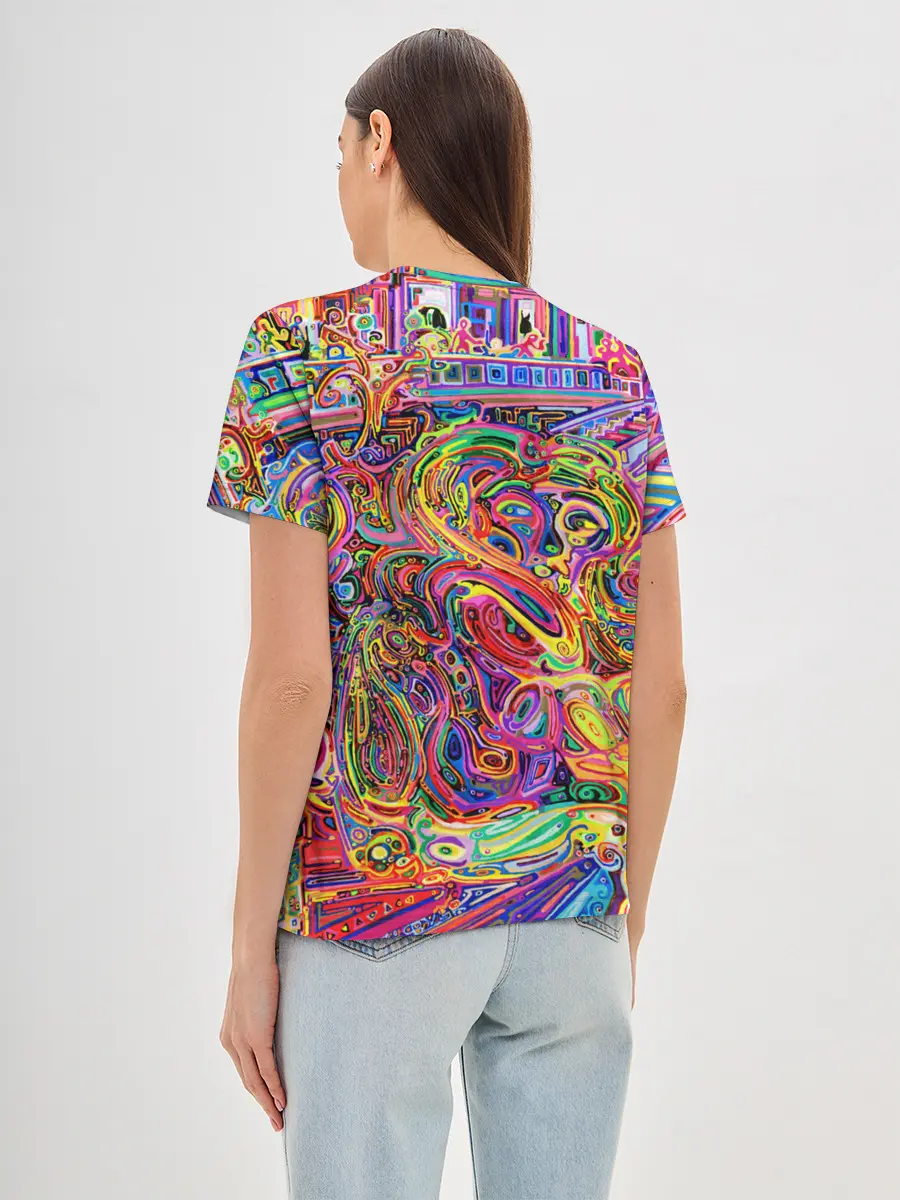 Женская базовая футболка / НЕОНОВЫЕ ЛИНИИ / АБСТРАКЦИЯ