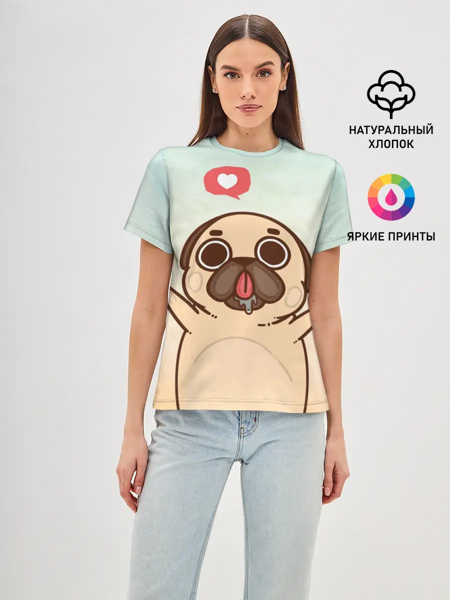 Женская базовая футболка / Puglie Pug Like