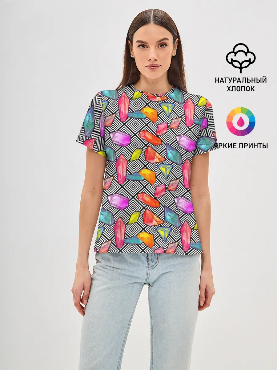 Женская базовая футболка / Кристаллы