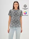 Женская базовая футболка / Черно-белый орнамент