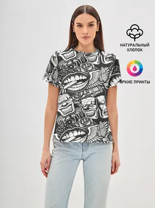 Женская базовая футболка / Тату ретро
