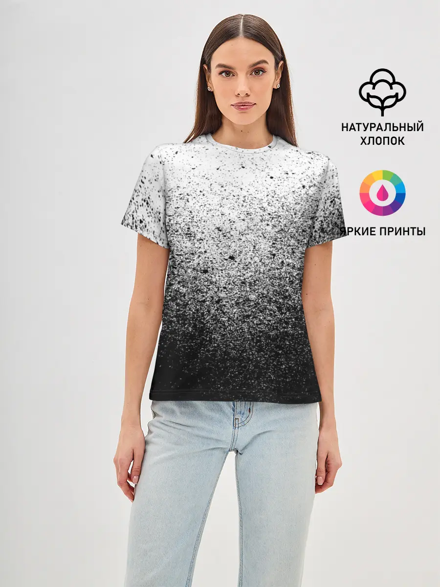 Женская базовая футболка / БРЫЗГИ КРАСОК ЧЁРНЫЙ