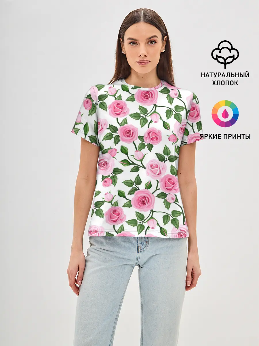 Женская базовая футболка / Розы