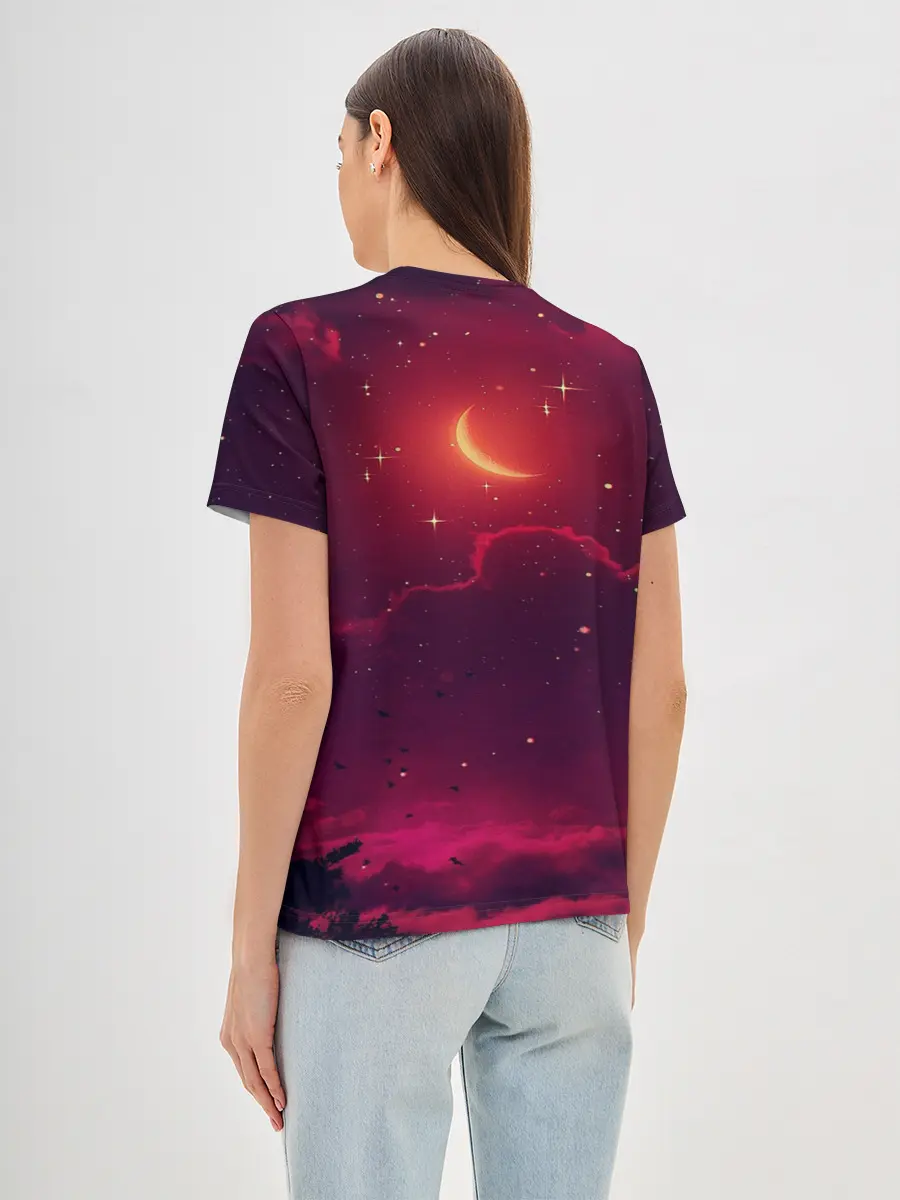 Женская базовая футболка / СКАЗОЧНАЯ НОЧЬ 2 КРАСНЫЙ