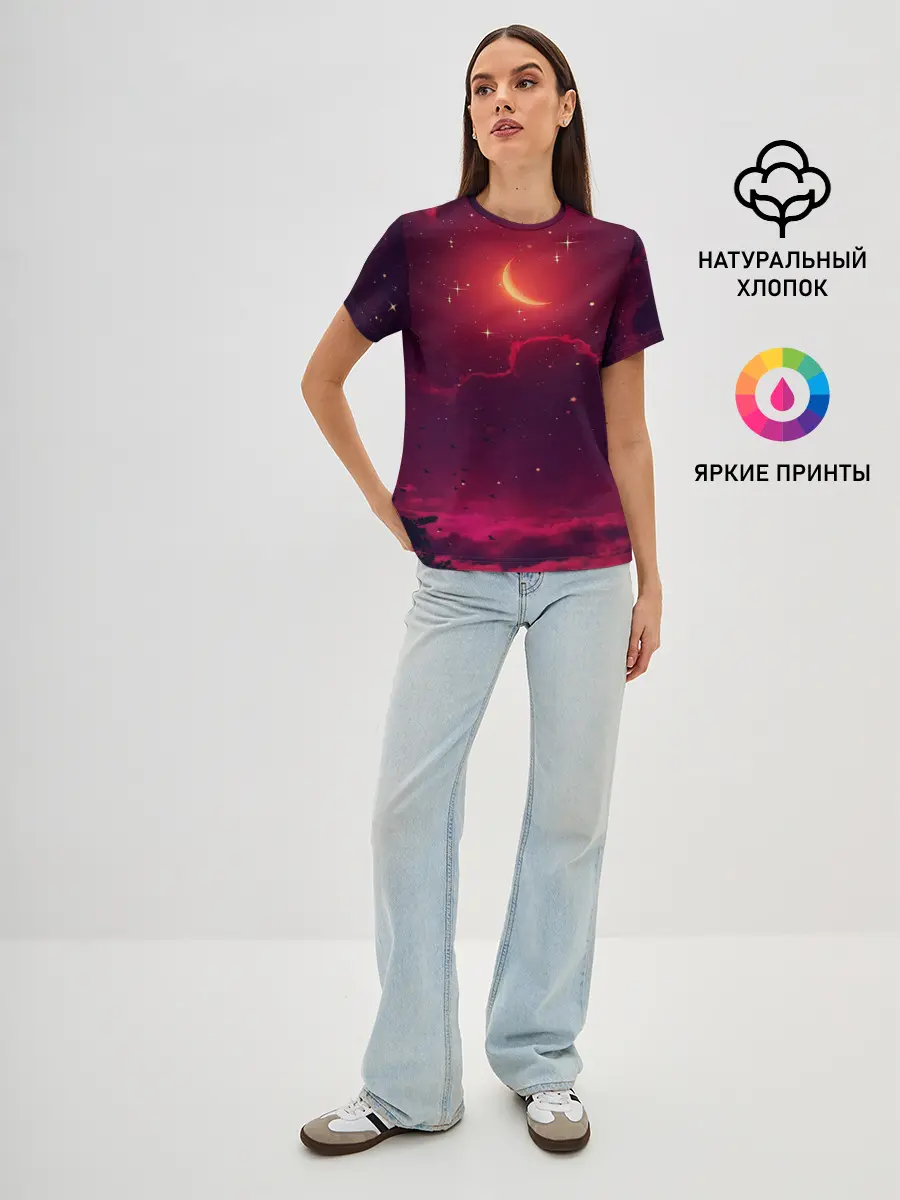 Женская базовая футболка / СКАЗОЧНАЯ НОЧЬ 2 КРАСНЫЙ