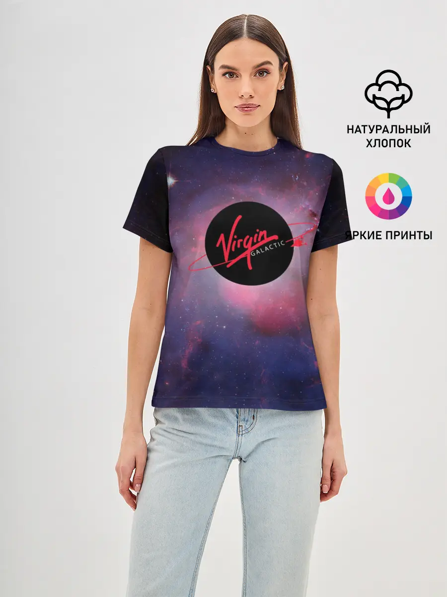 Женская базовая футболка / Virgin Galactic космос