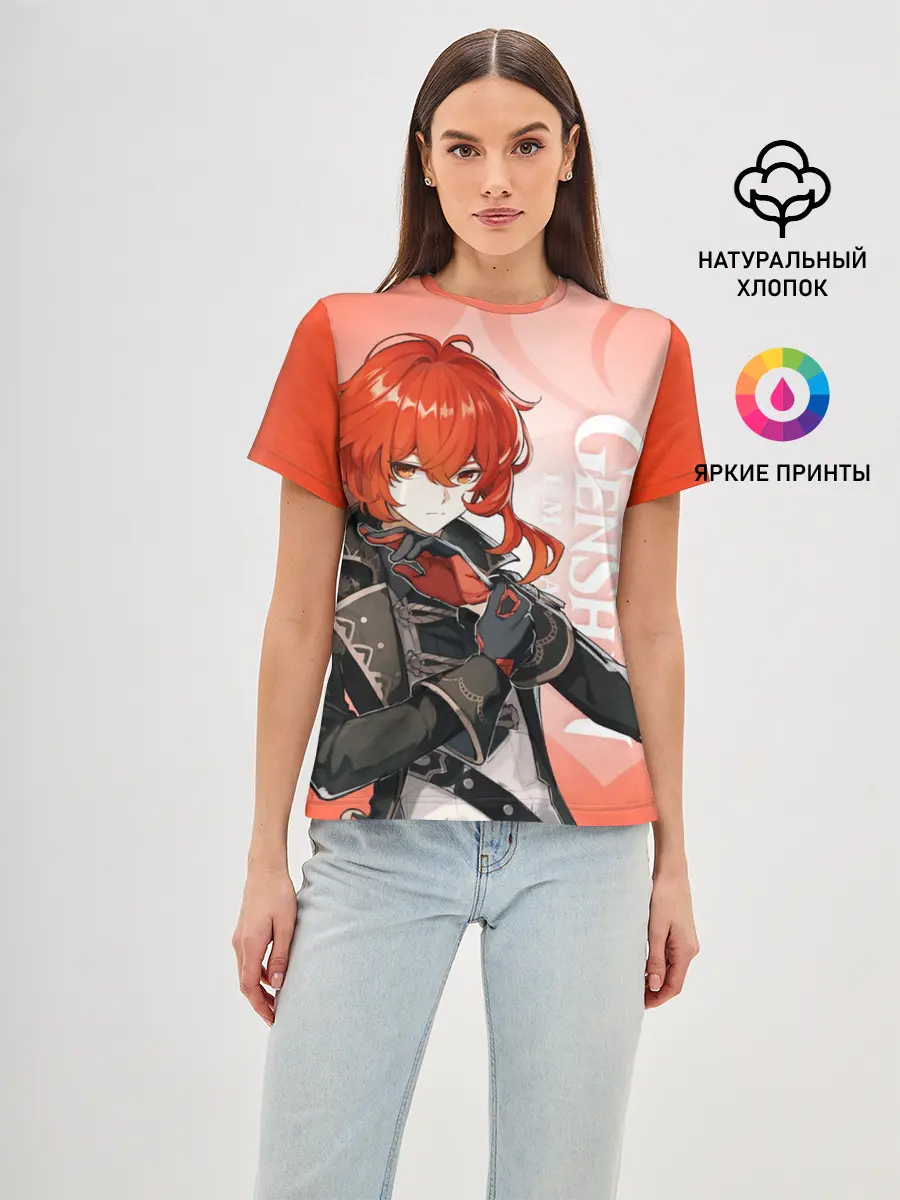 Женская базовая футболка / GENSHIN IMPACT, ДИЛЮК