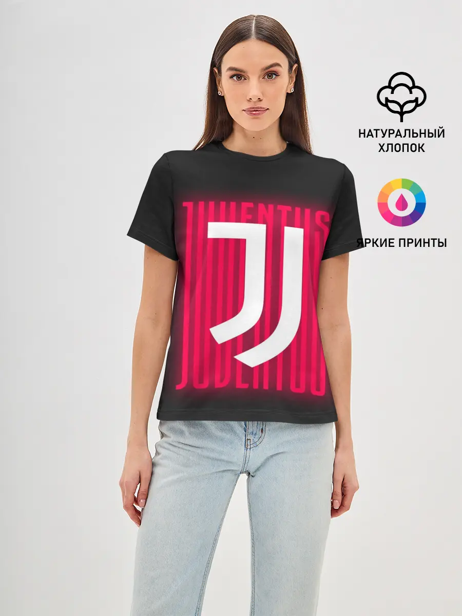 Женская базовая футболка / JUVENTUS / ЮВЕНТУС / НЕОН