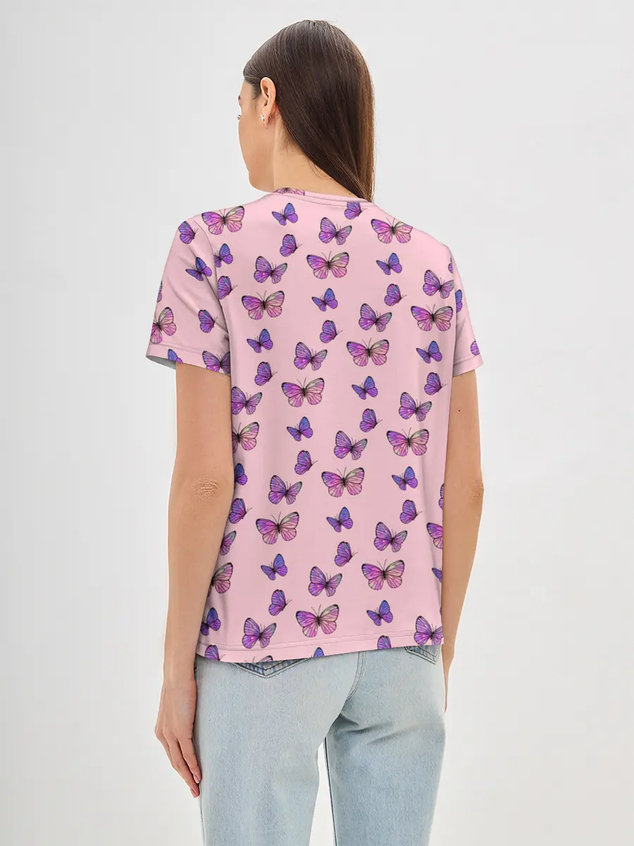 Женская базовая футболка / Бабочки фиолетовые | 2