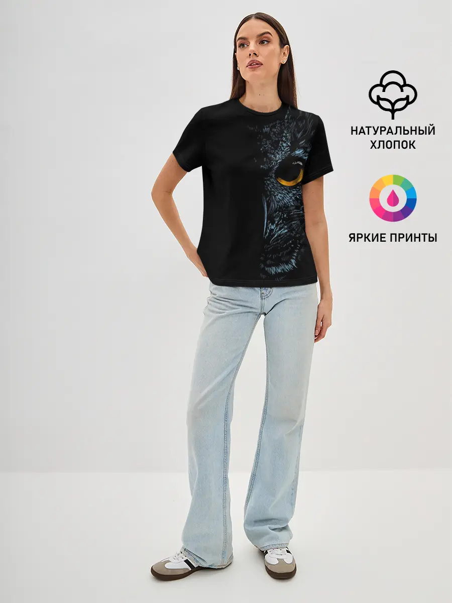 Женская базовая футболка / Ночная Сова арт