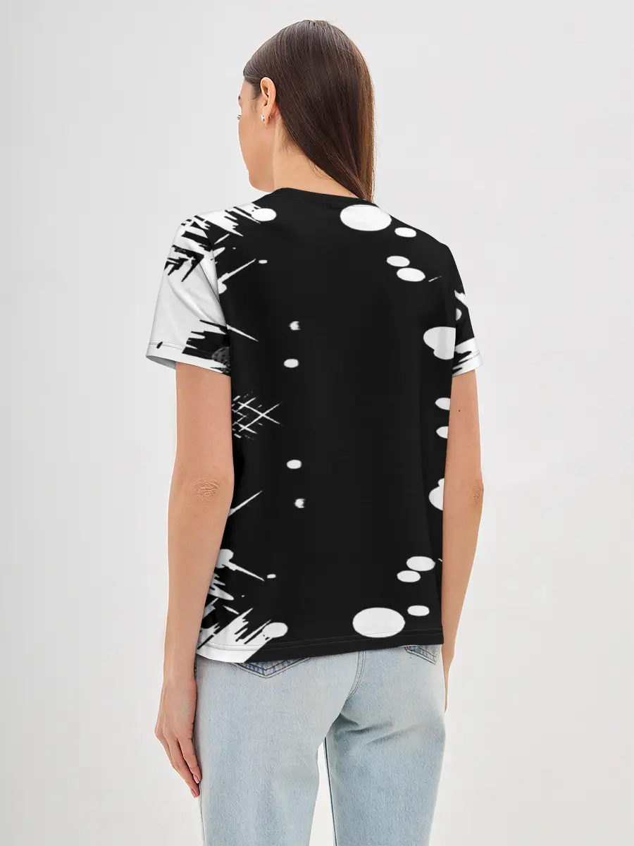 Женская базовая футболка / Хвост Феи геометрия в чб