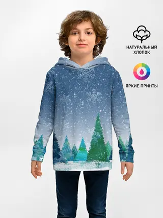 Детское худи / Снежинки в лесу