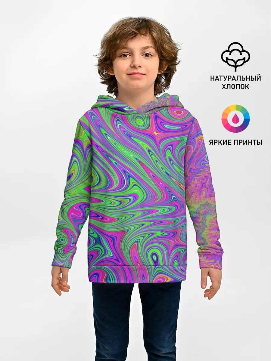 Детское худи / Неоновый абстрактный узор