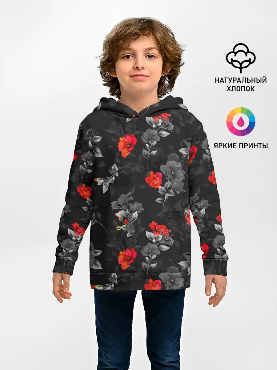 Детское худи / Красные цветы