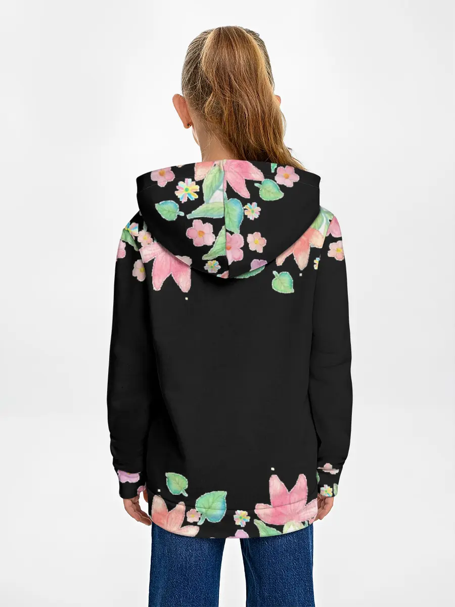 Детское худи / Рамка из розовых и зеленых листьев