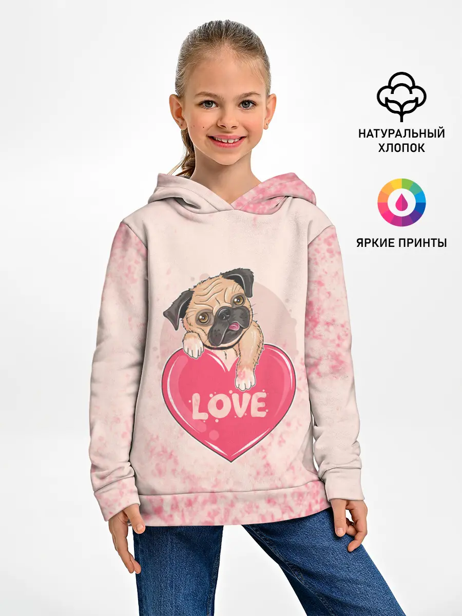 Детское худи / Love Pug | Люблю мопса