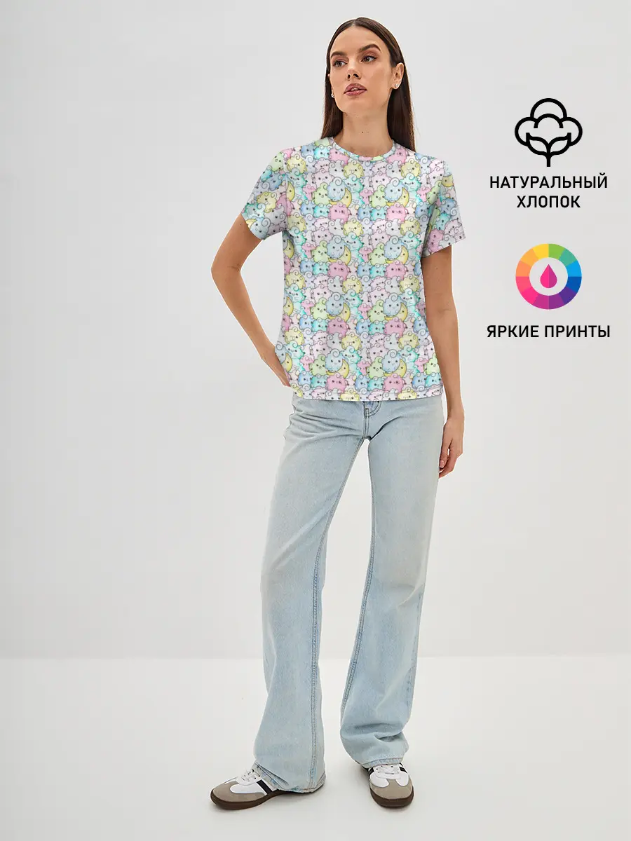 Женская базовая футболка / Kawaii night