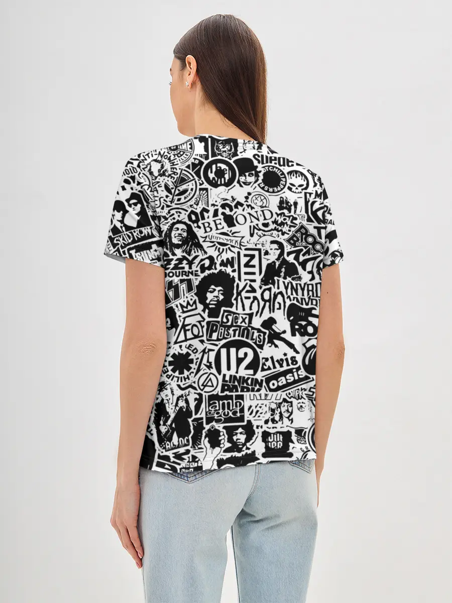 Женская базовая футболка / Rock Band Logos