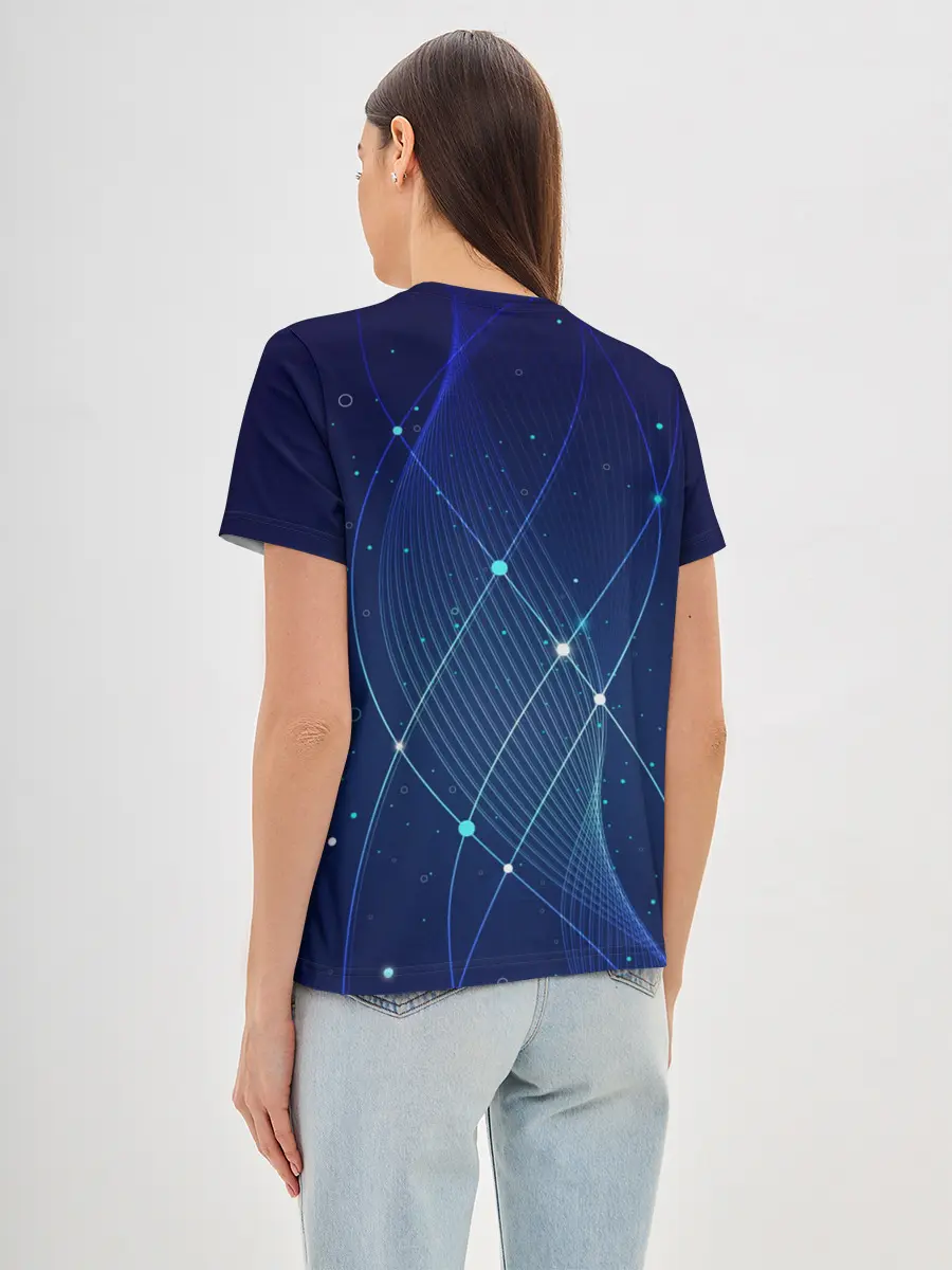 Женская базовая футболка / Синяя спираль абстракция