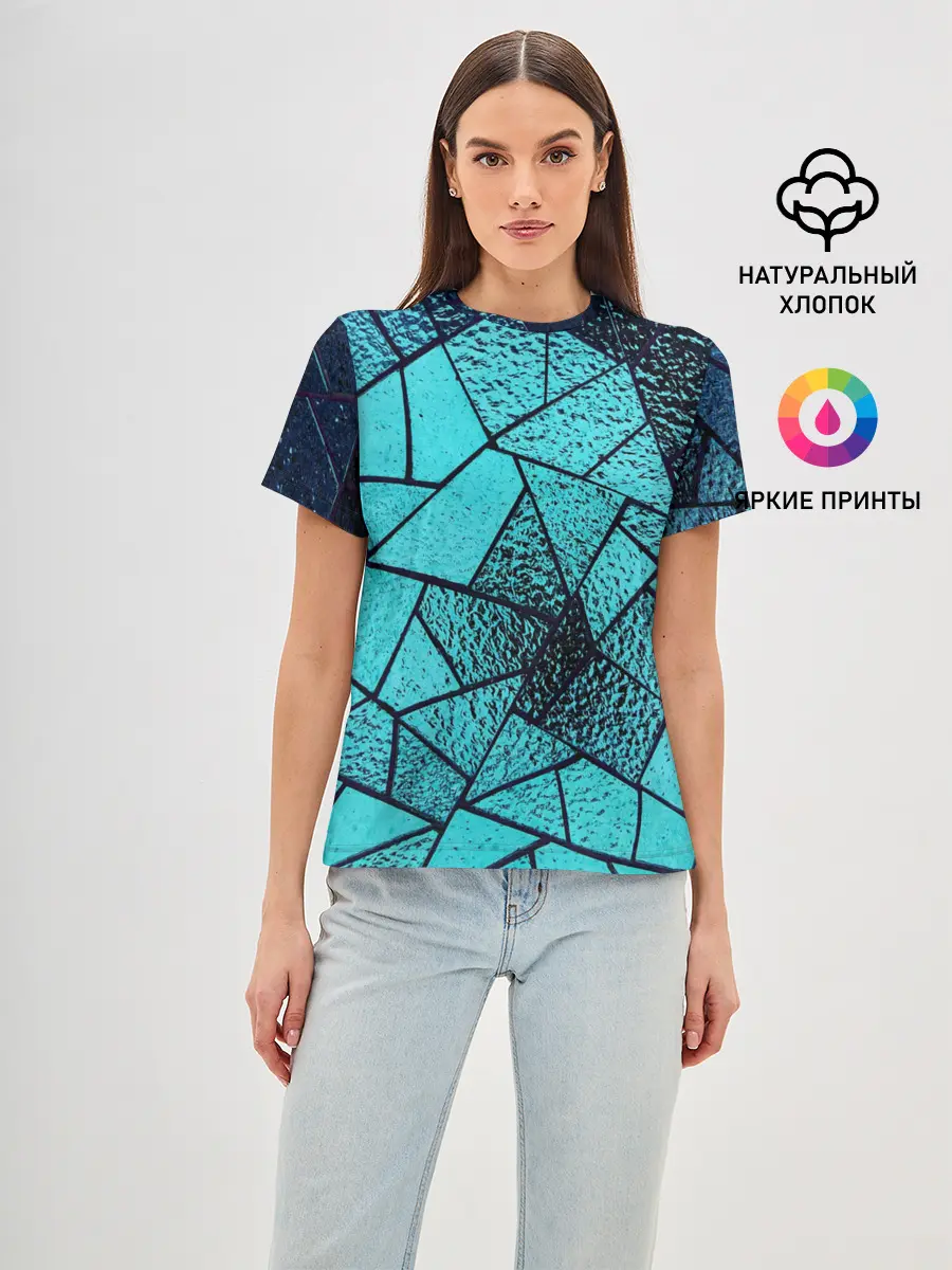 Женская базовая футболка / НЕОНОВЫЙ ВИТРАЖ