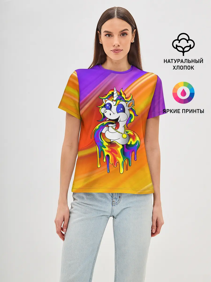 Женская базовая футболка / Единорог | Unicorn | Rainbow