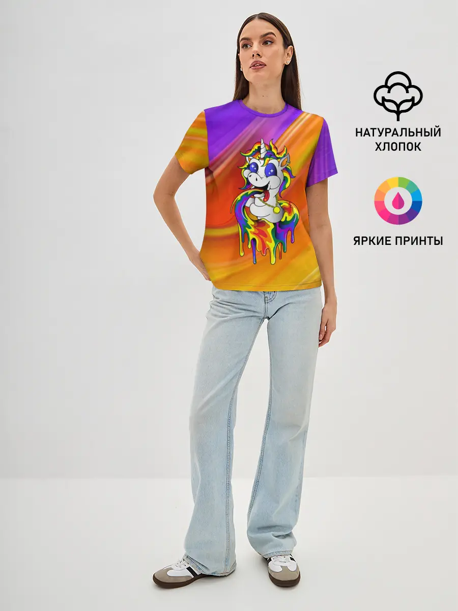 Женская базовая футболка / Единорог | Unicorn | Rainbow