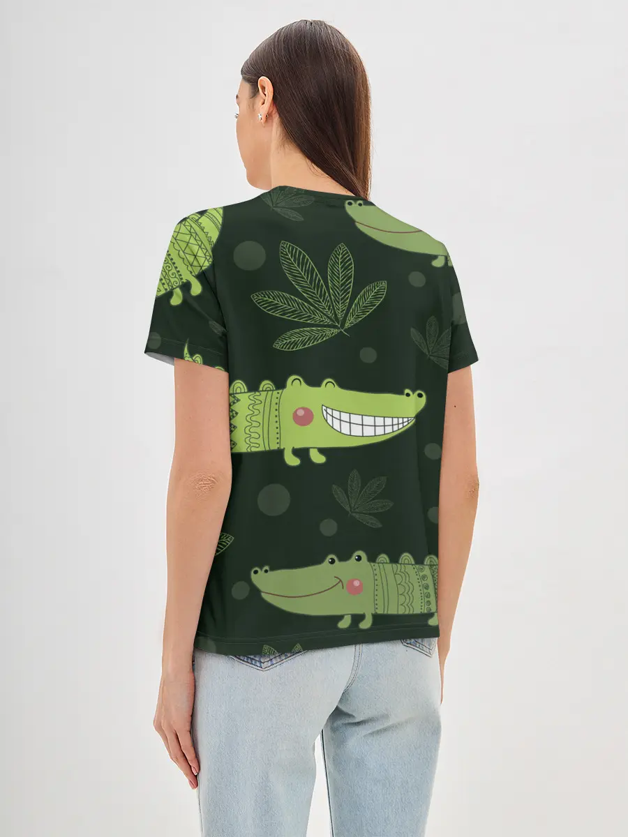 Женская базовая футболка / Милый крокодил