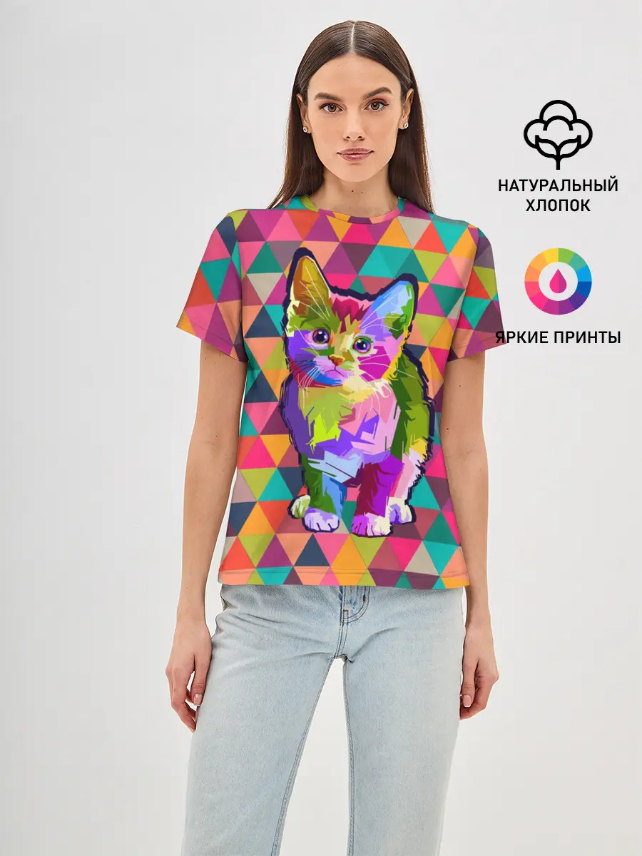 Женская базовая футболка / Котик