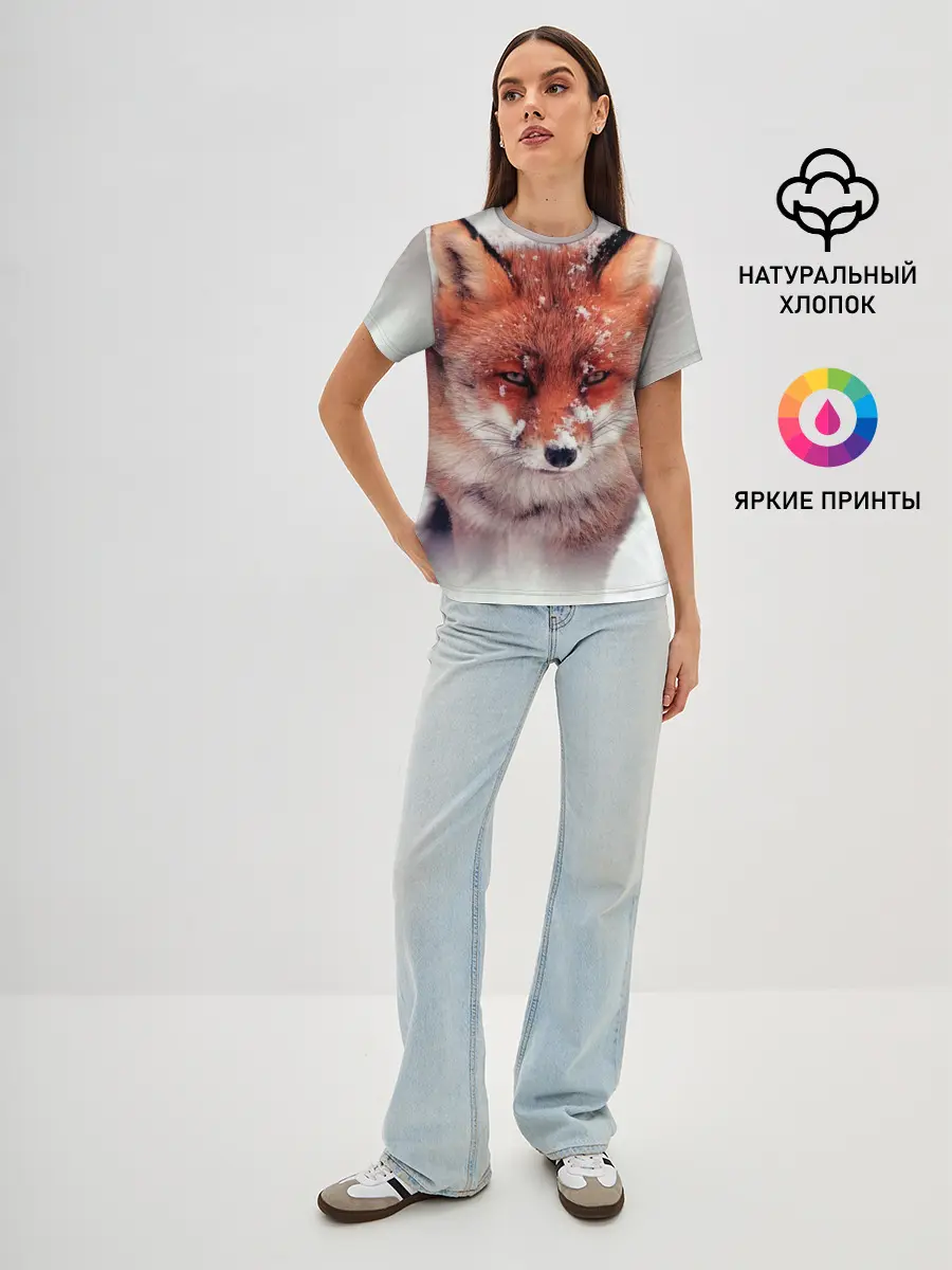 Женская базовая футболка / Лисица и снег