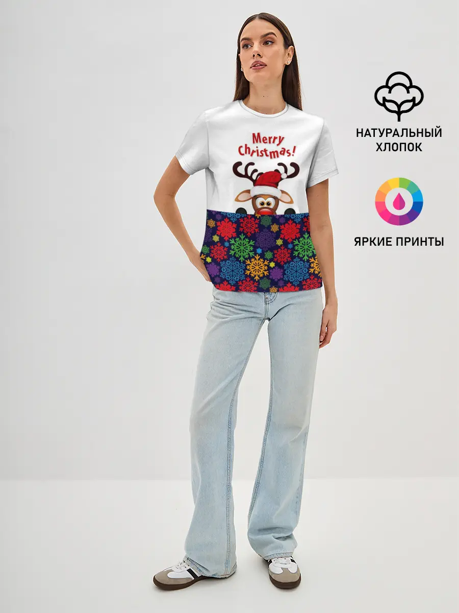 Женская базовая футболка / Merry Christmas
