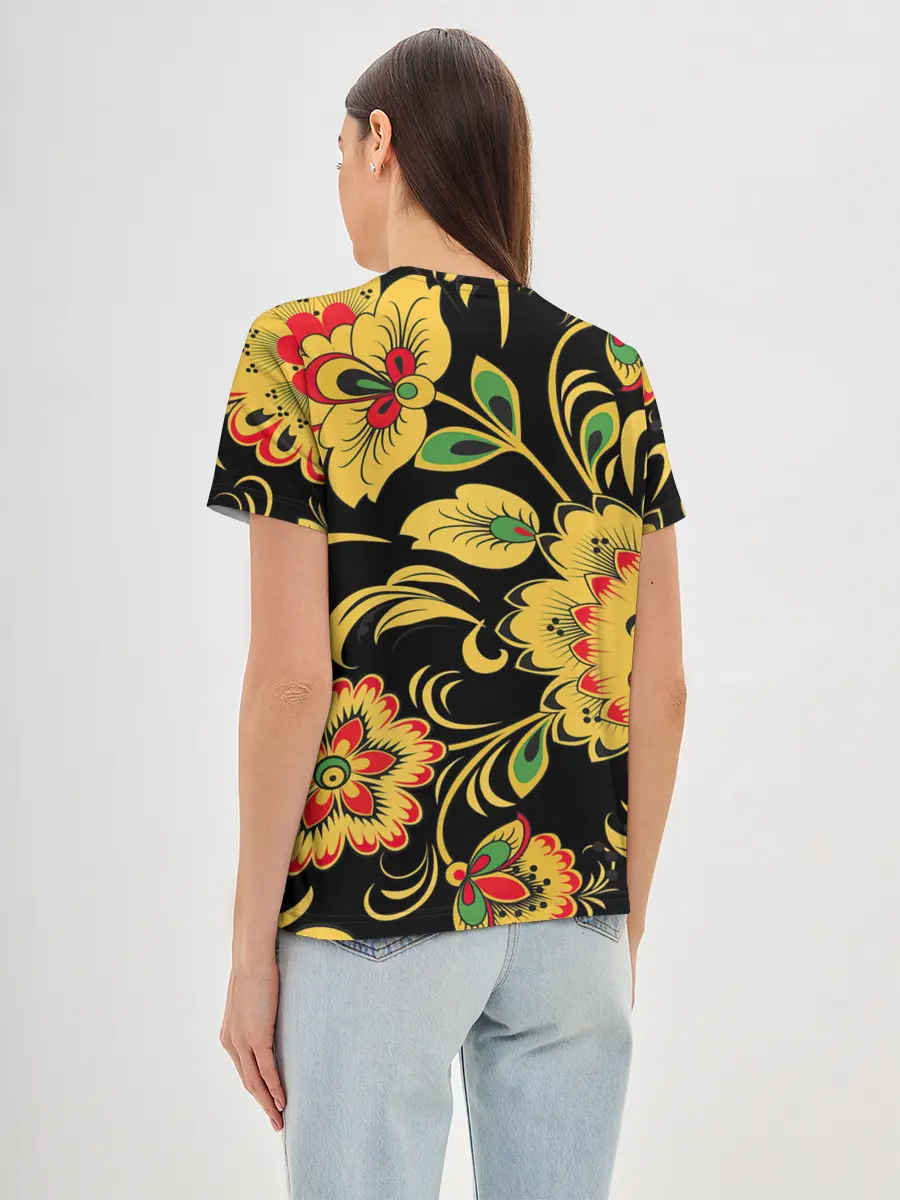 Женская базовая футболка / Хохлома