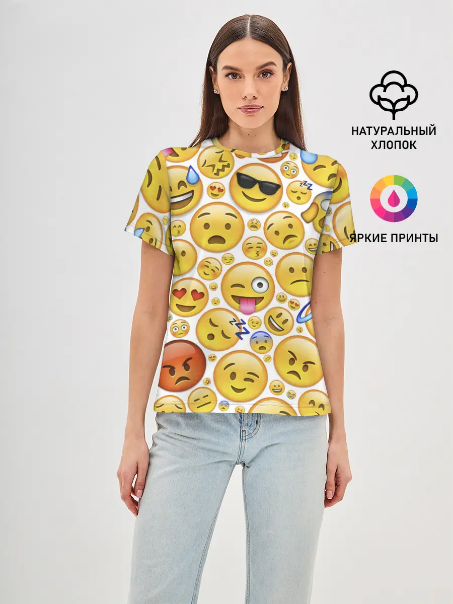 Женская базовая футболка / Смайлы.