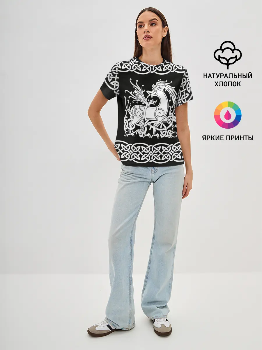 Женская базовая футболка / Рингерике олень белый 3D