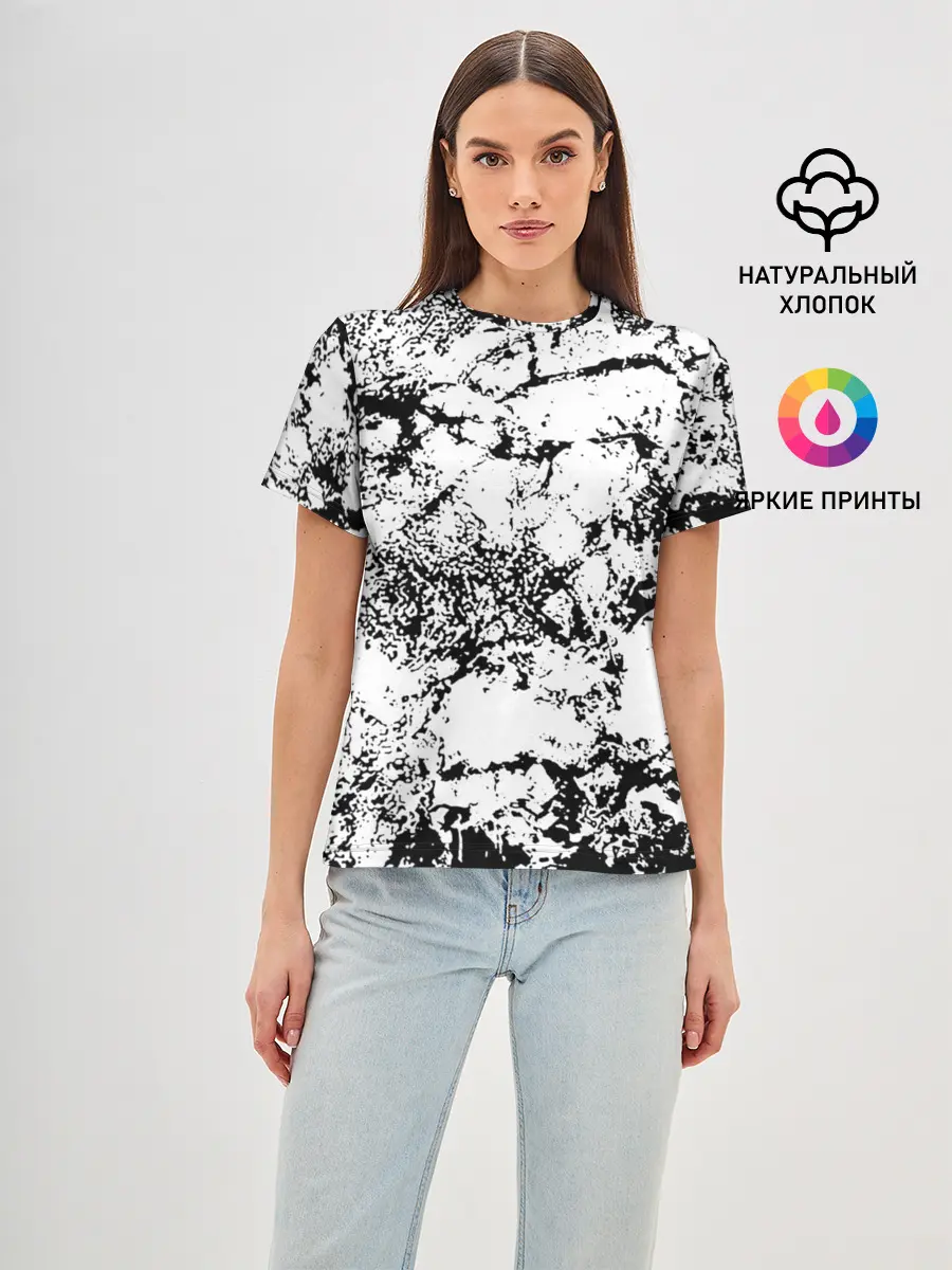 Женская базовая футболка / Эффект линогравюры