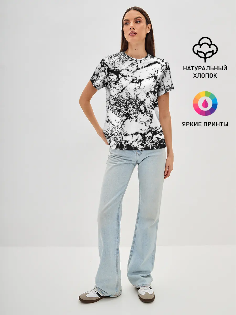 Женская базовая футболка / Эффект линогравюры