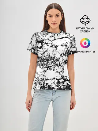 Женская базовая футболка / Эффект линогравюры