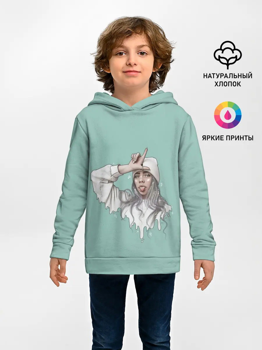 Детское худи / Billie Eilish Mint Art