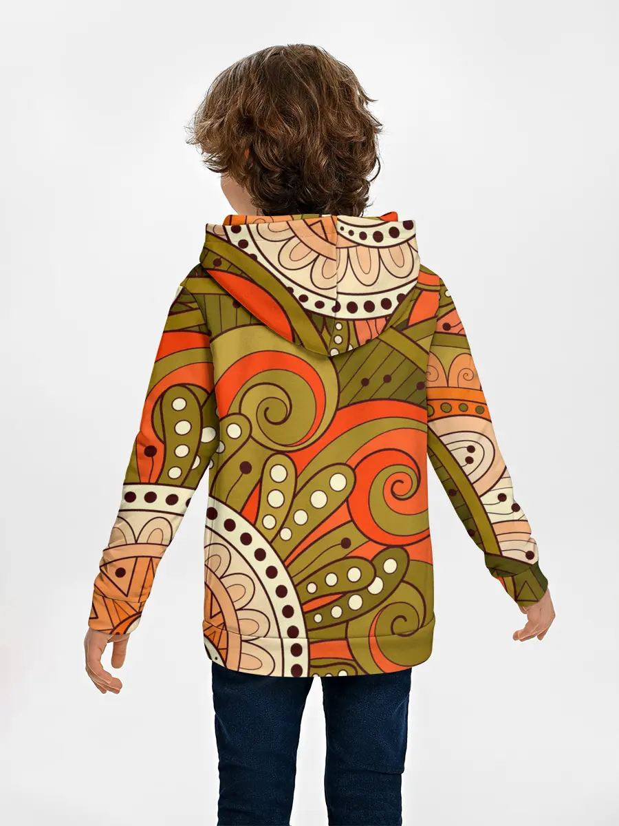 Детское худи / Детский оранжево-болотный