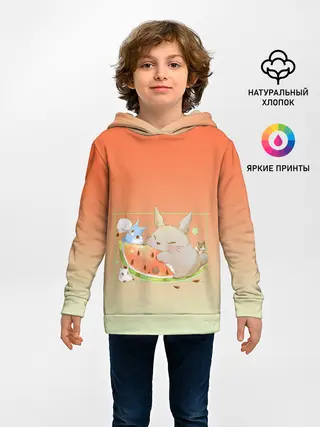 Детское худи / Семейство Тоторо ест арбуз
