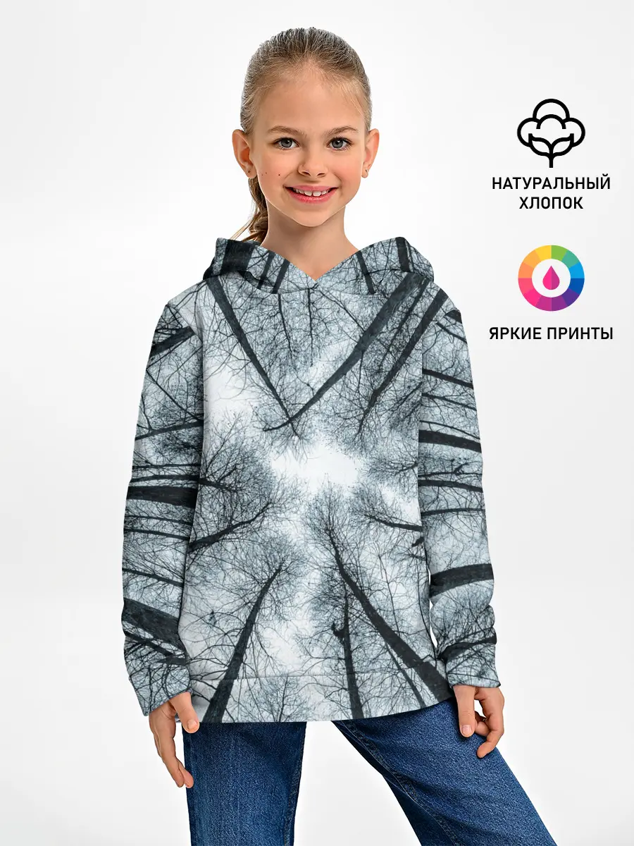 Детское худи / Деревья вид снизу мрачный