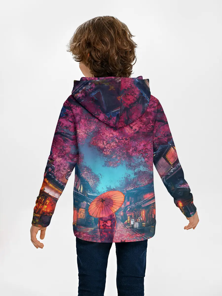 Детское худи / Фестиваль сакуры кот и гейша