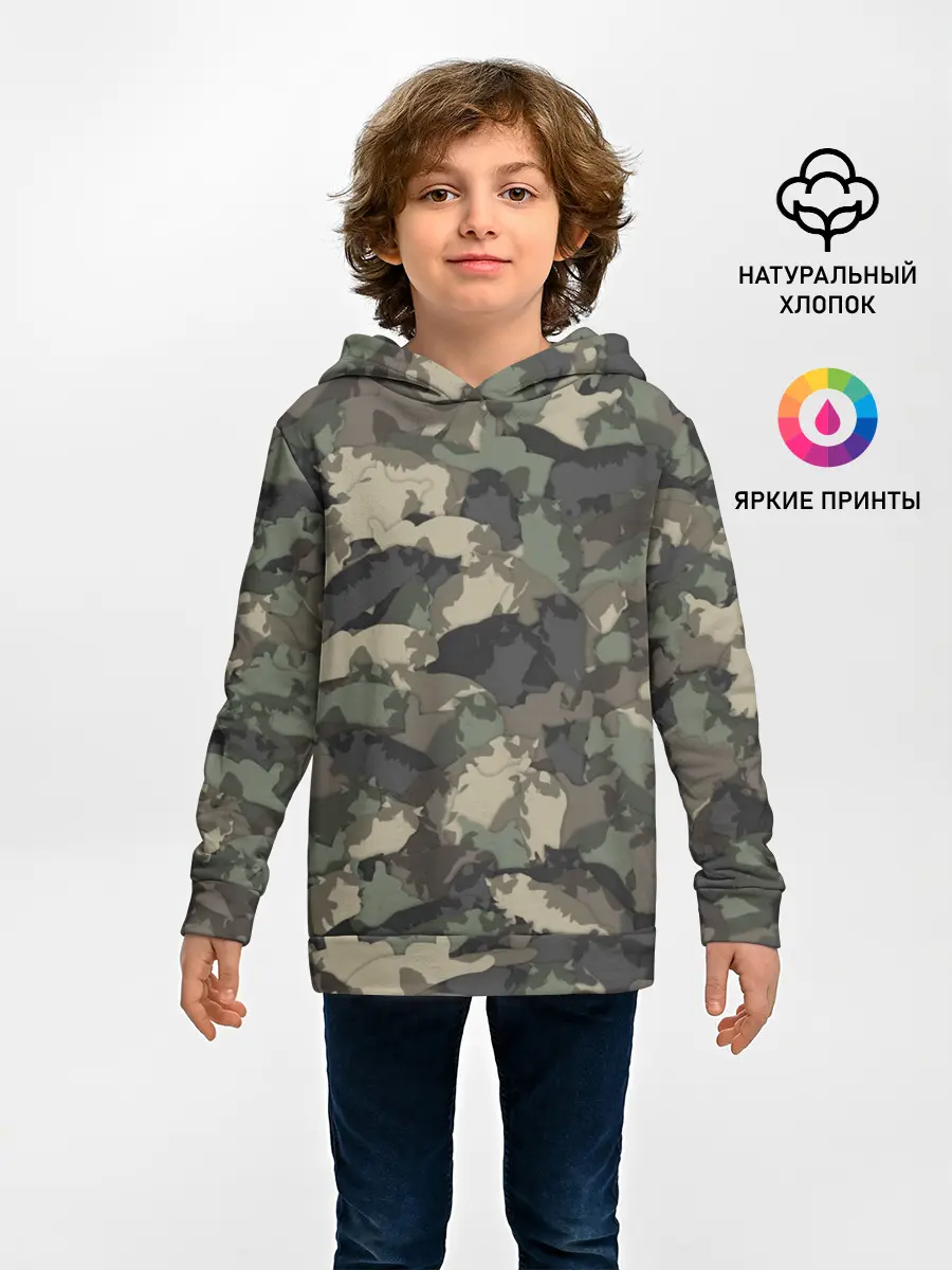 Детское худи / Камуфляж с толстыми котами