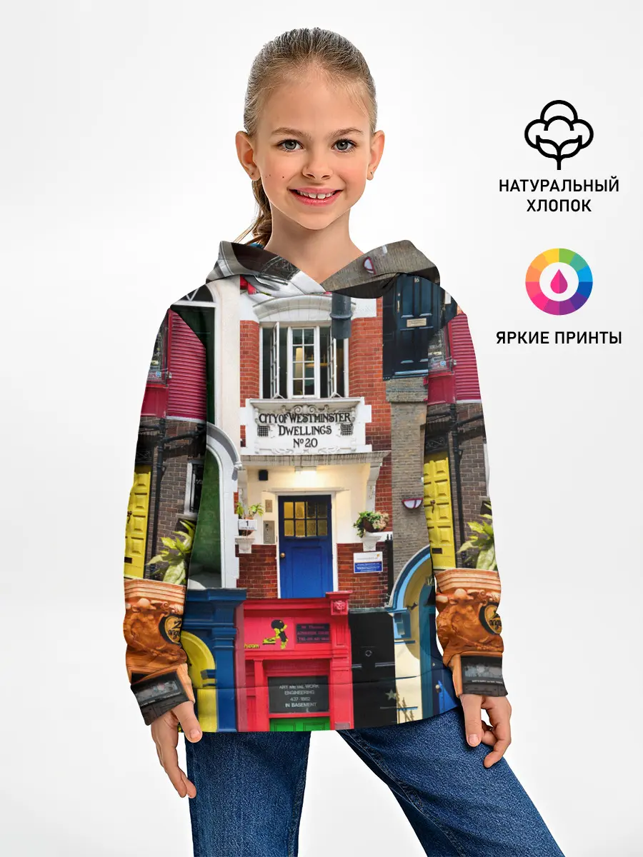 Детское худи / London doors цифровой коллаж