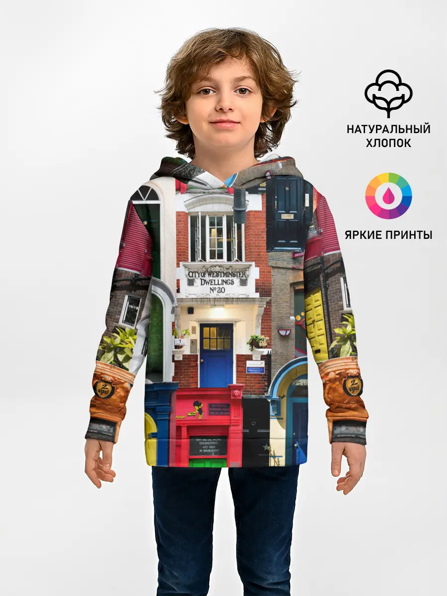 Детское худи / London doors цифровой коллаж